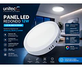 Panel Led Redondo 12w Luz Blanca Unitec Certificado Retilap