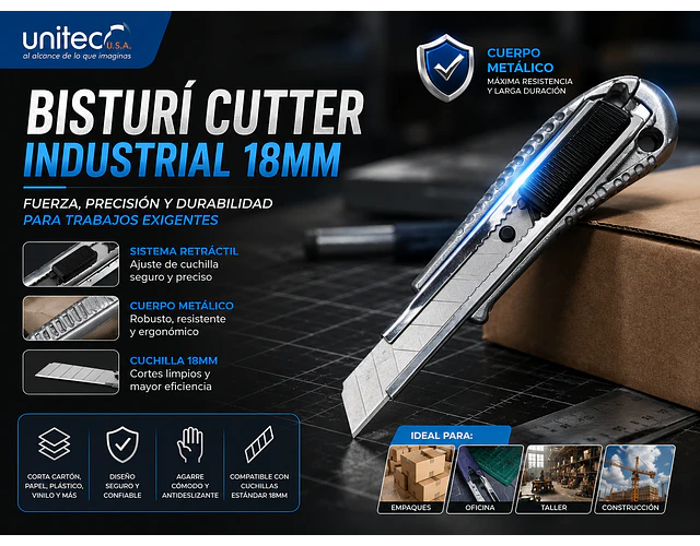 Bisturí Cutter Cortador Metálico Grande Industrial 18mm