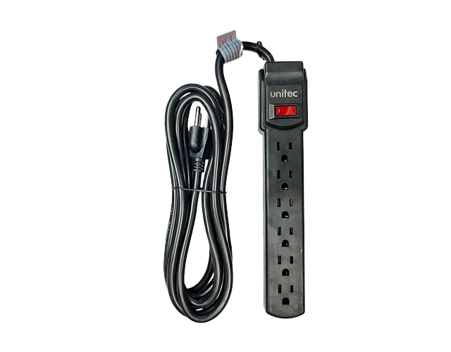 Multitoma Regleta 6 Salidas Cable De 3 Metros Negra Unitec