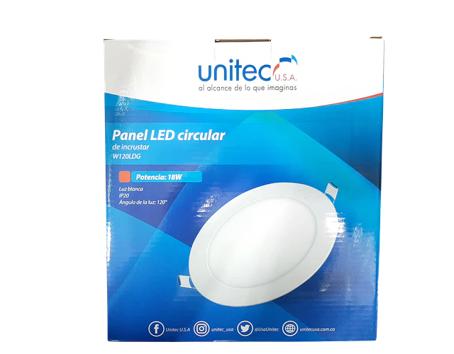 Panel Led Redondo Incrustar 18w Unitec Certificado Retilap