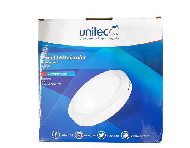 Panel Led Redondo Sobreponer 18w Unitec Certificado Retilap
