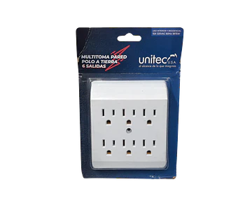 Multitoma Regleta De Pared 6 Salidas Polo A Tierra Unitec