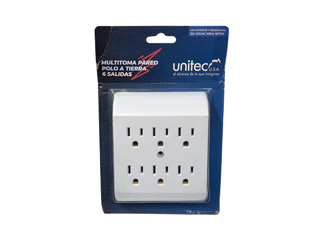 Multitoma Regleta De Pared 6 Salidas Polo A Tierra Unitec