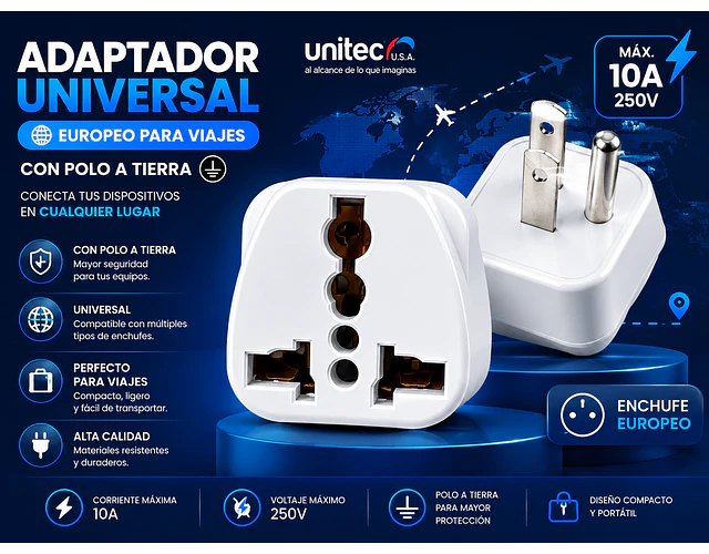 Adaptador De Corriente Convertidor Enchufe Universal Europeo Viajero