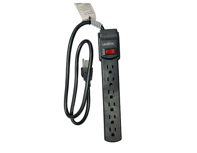 Multitoma Regleta 6 Salidas Cable De 90 Cm Negra Unitec