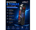 Multitoma Regleta 6 Salidas Cable De 90 Cm Negra Unitec