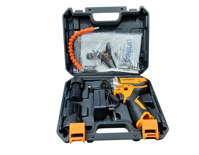 Kit Taladro Inalambrico Atornillador Unitec 12v 3/8'' 2 Baterias + 23 Accesorios