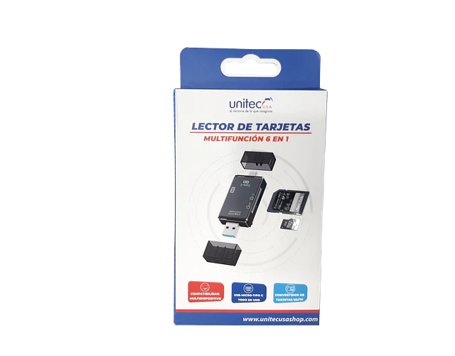 Adaptador Lector De Tarjetas 6 En 1 Micro Sd Sd Usb C Otg 2.0 Unitec