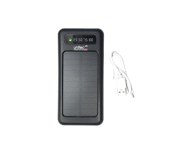 Power Bank Solar Portátil 10.000 Mah Con Cables Unitec