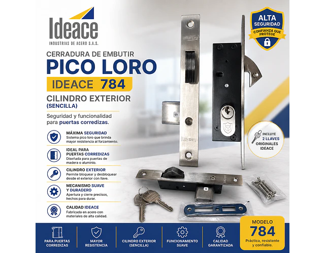 Cerradura Pico Loro De Embutir Incrustar Sencilla Gato 784