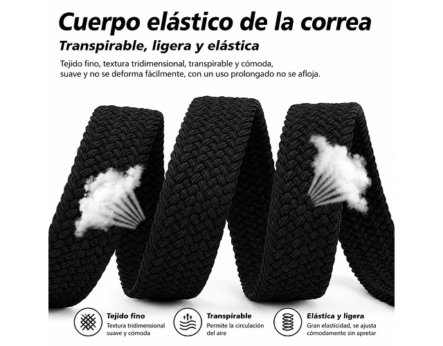 Correa Cinturón Trenzada Unisex Ajustable Elástica Elegante 