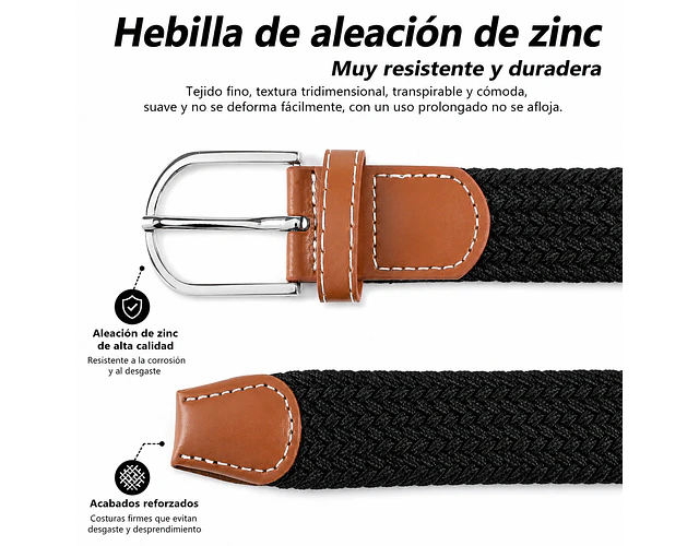 Correa Cinturón Trenzada Unisex Ajustable Elástica Elegante 