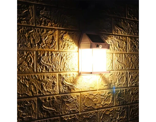 Lámpara Led Solar Aplique Pared Exterior Con Sensor De Movimiento 