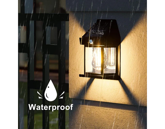 Lámpara Led Solar Aplique Pared Exterior Con Sensor De Movimiento 