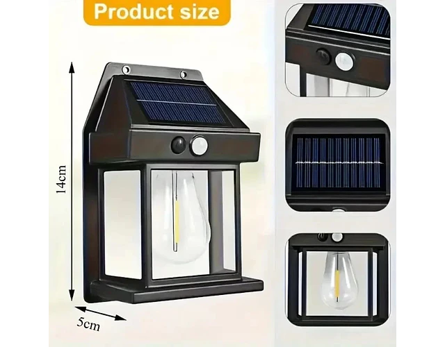 Lámpara Led Solar Aplique Pared Exterior Con Sensor De Movimiento 