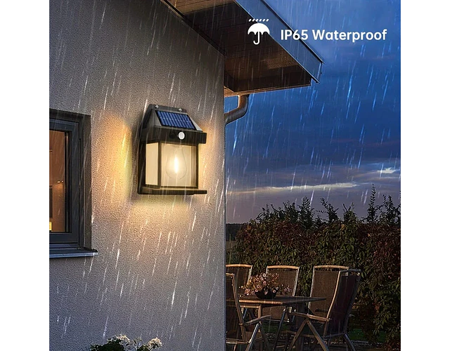 Lámpara Led Solar Aplique Pared Exterior Con Sensor De Movimiento 
