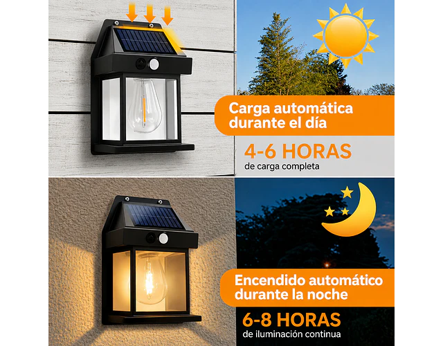 Lámpara Led Solar Aplique Pared Exterior Con Sensor De Movimiento 
