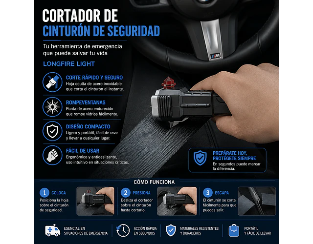 Linterna Led De Emergencia Para Carro Multifunción Recargable
