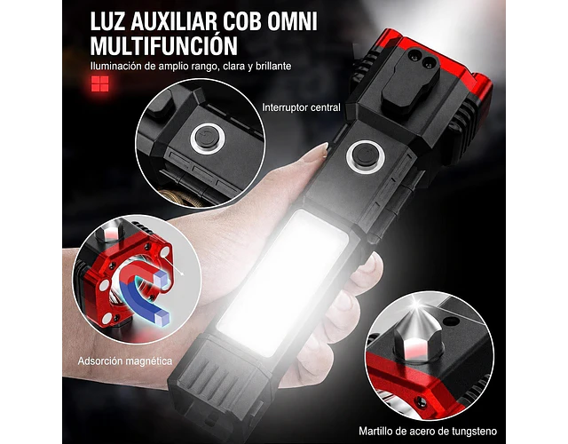 Linterna Led De Emergencia Para Carro Multifunción Recargable