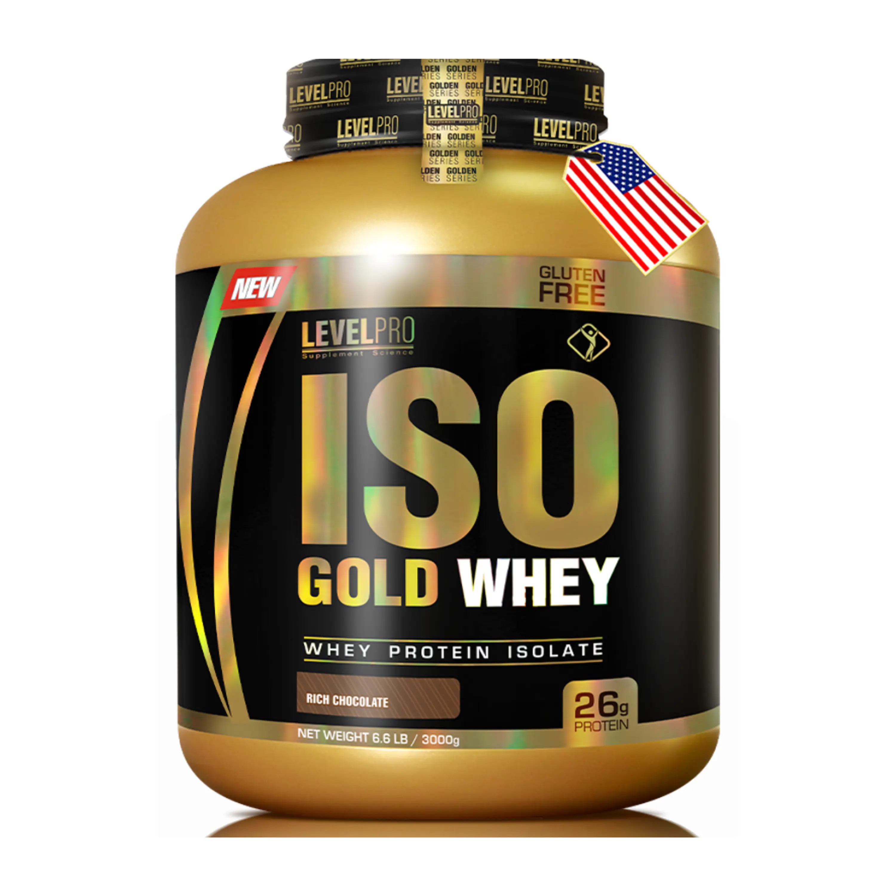 ISO GOLD WHEY x 6.6 lb (3000 g) pote - LEVEL PRO 1