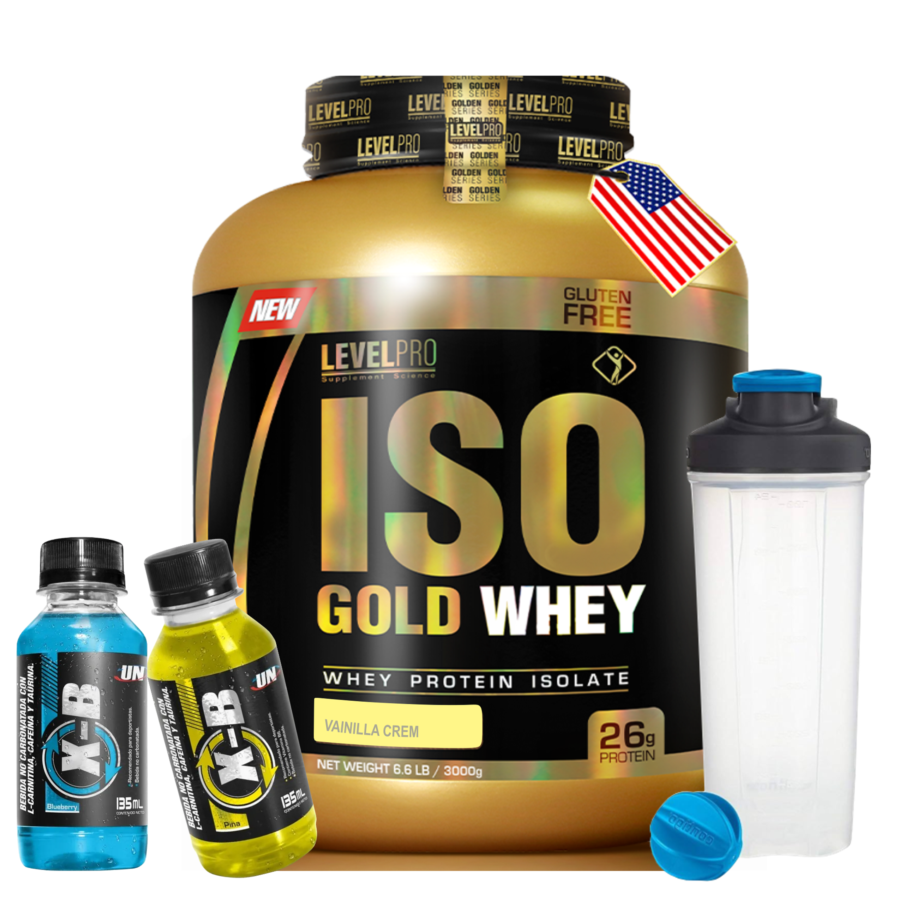 ISO GOLD WHEY x 6.6 lb (3000 g) pote - LEVEL PRO 3