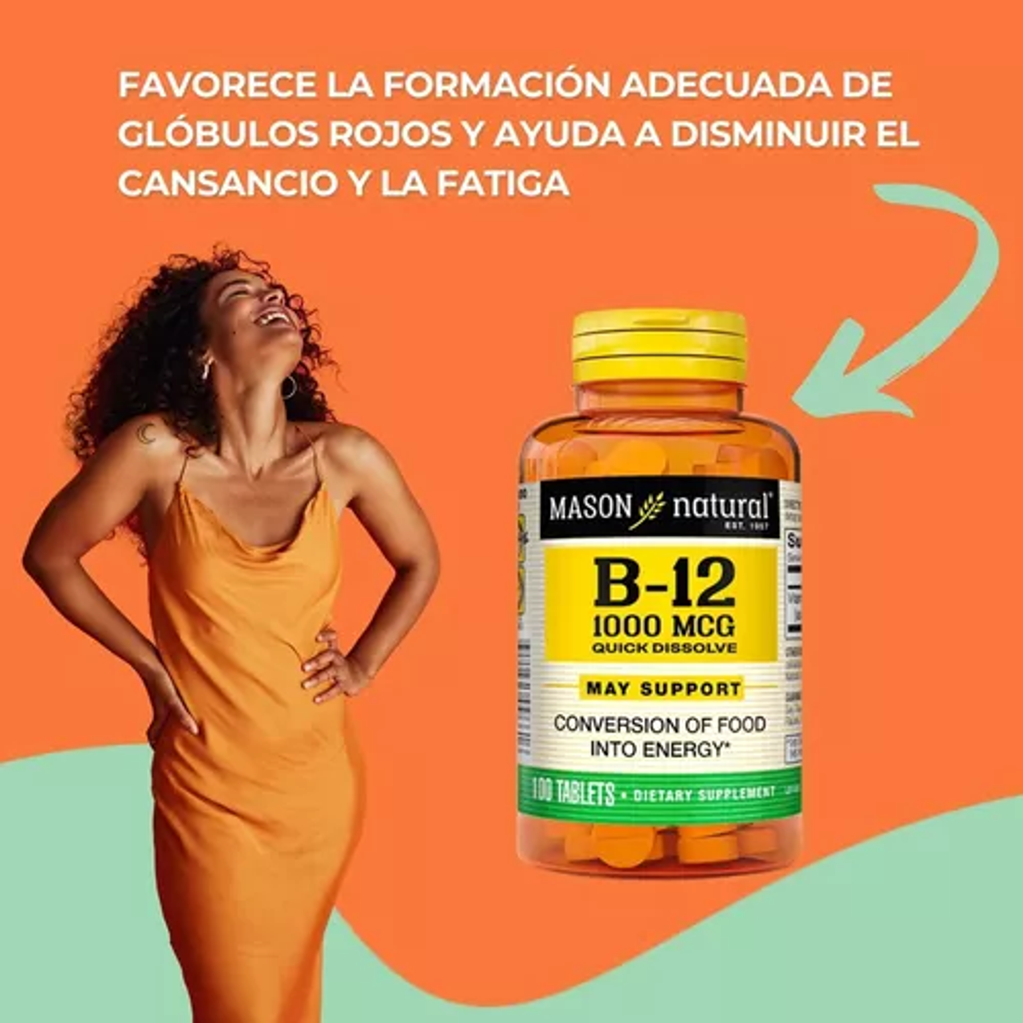 B-12 1000 mg (VITAMINA B12) - fco x 100 tab. - MASON - VENTA LIBRE - PROMOCION 5