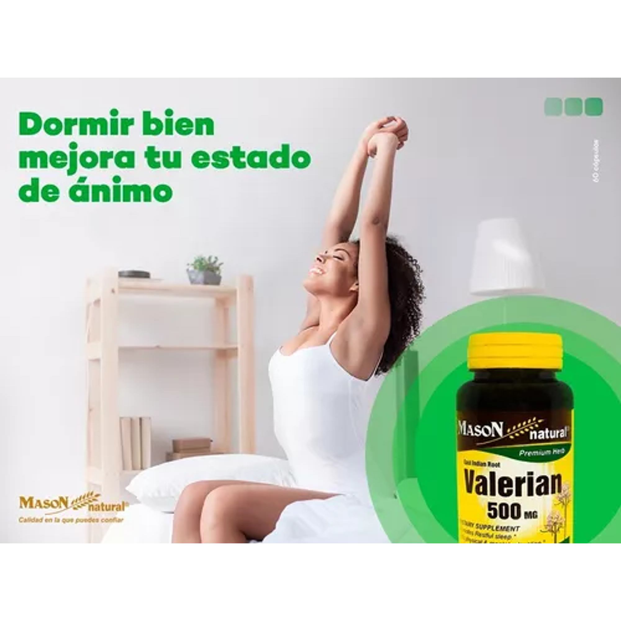 VALERIANA 500 mg - fco x 60 cap. - MASON - VENTA LIBRE - PROMOCION 6