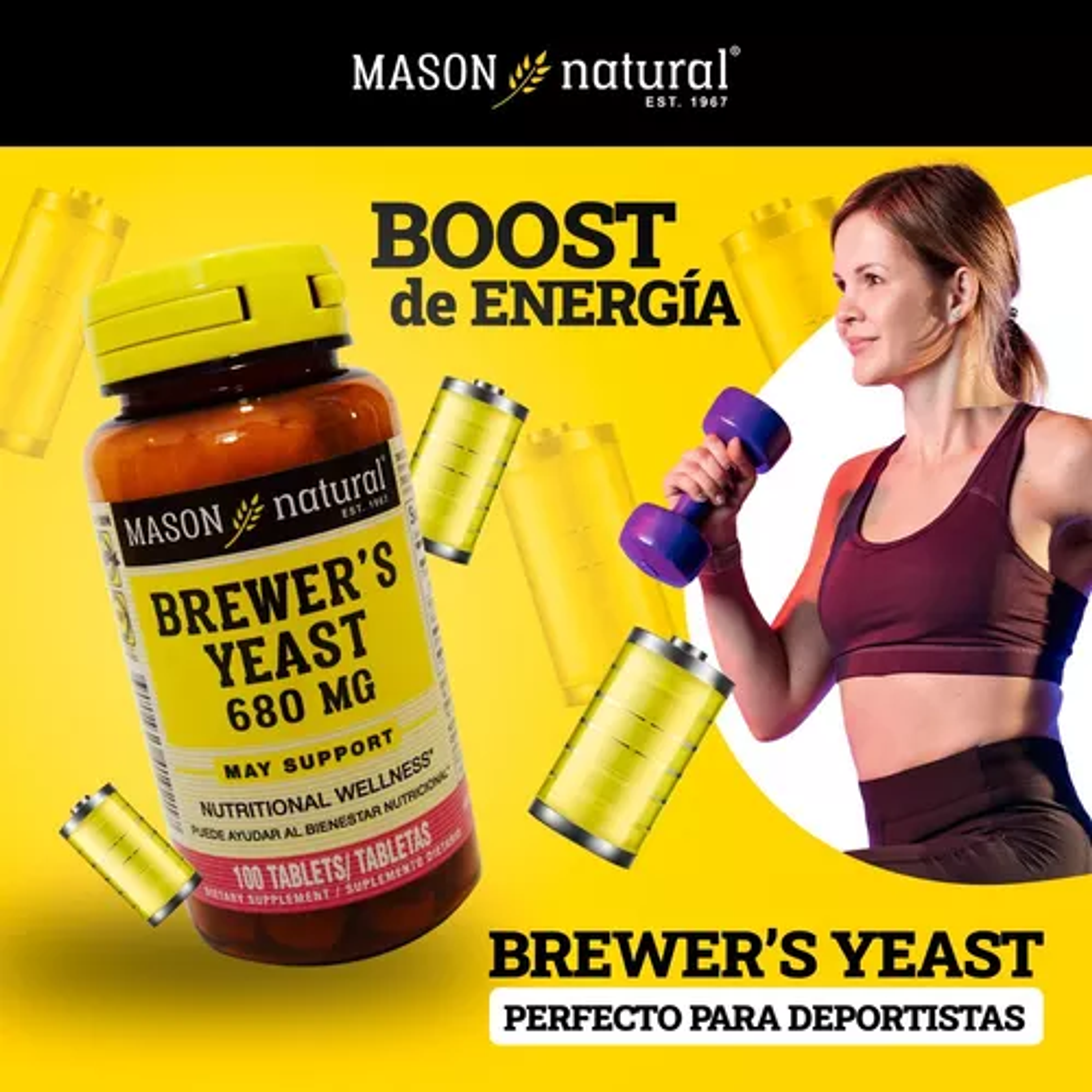 BREWERS YEAST 680 mg (Levadura de cerveza) - fco x 100 tab. - MASON - VENTA LIBRE - PROMOCION 4