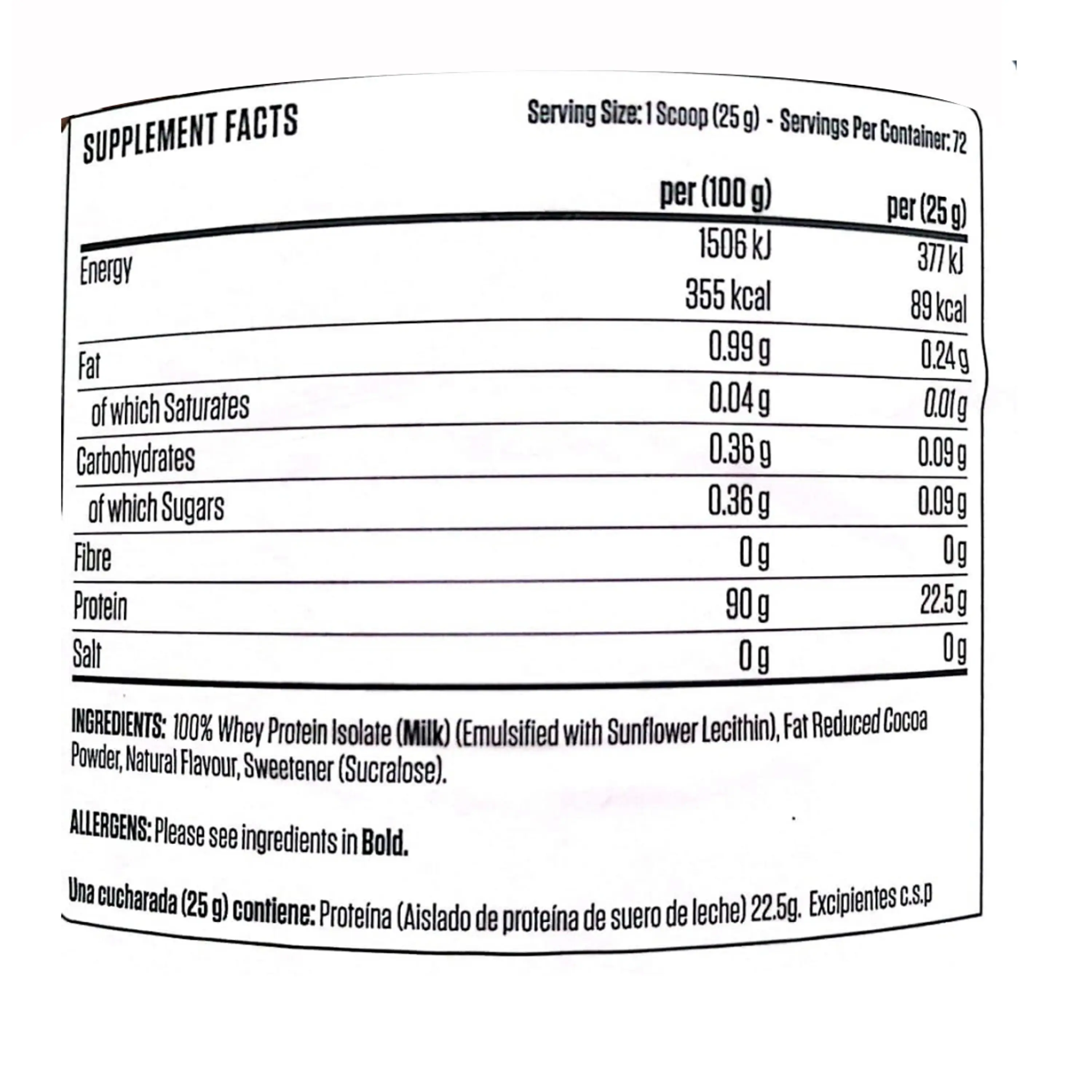 ISO XP 100 % whey protein isolate x 40 servicios - Bol x 1 kg - VAINILLA 2