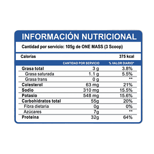 ONE MASS x 2000 g pote - CHOCOLATE - VAINILLA - COOKIES