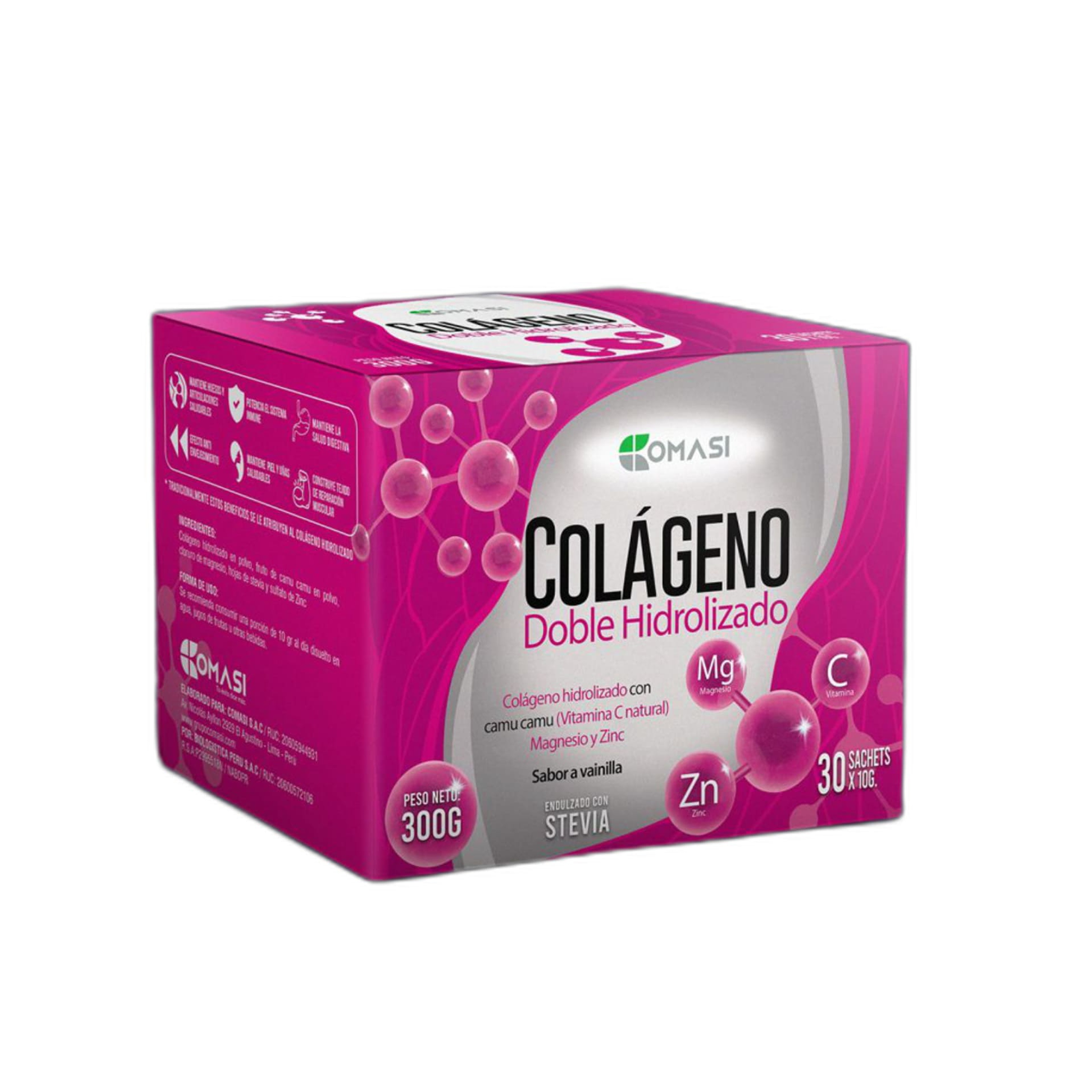 COLAGENO DOBLE HIDROLIZADO + MAG + ZINC + C ( vainilla )- Cja x 30 u. - pote 300gr. 2