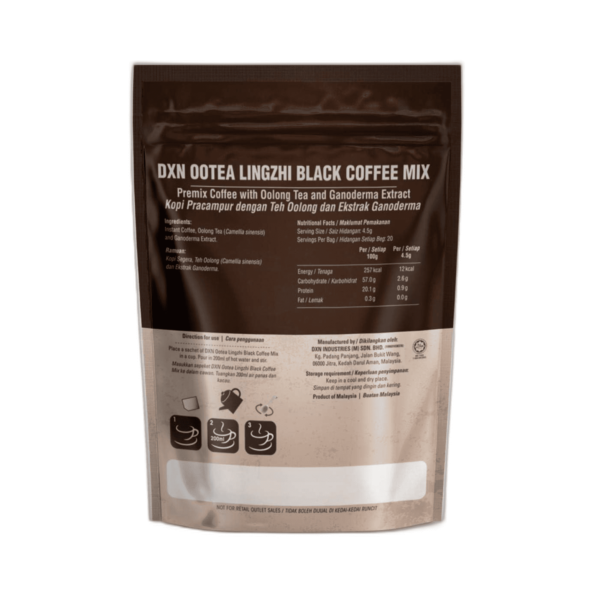 OOTEA LINGZHI BLACK COFFEE MIX - Pack x 20 sb. 2