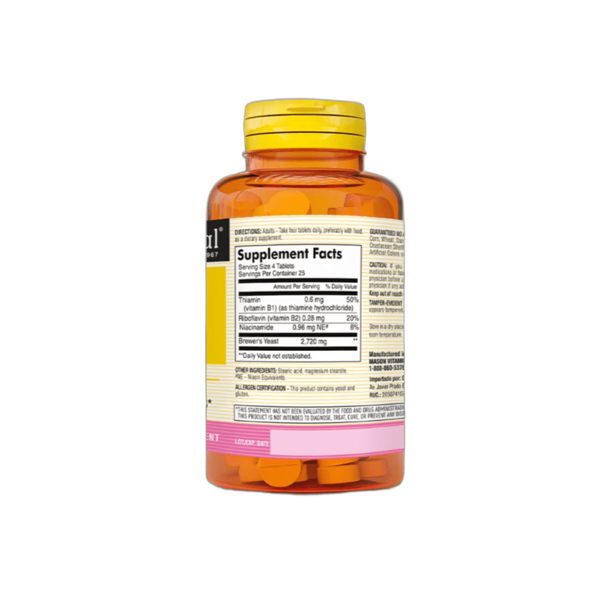 BREWERS YEAST 680 mg (Levadura de cerveza) - fco x 100 tab. - MASON - VENTA LIBRE - PROMOCION 2