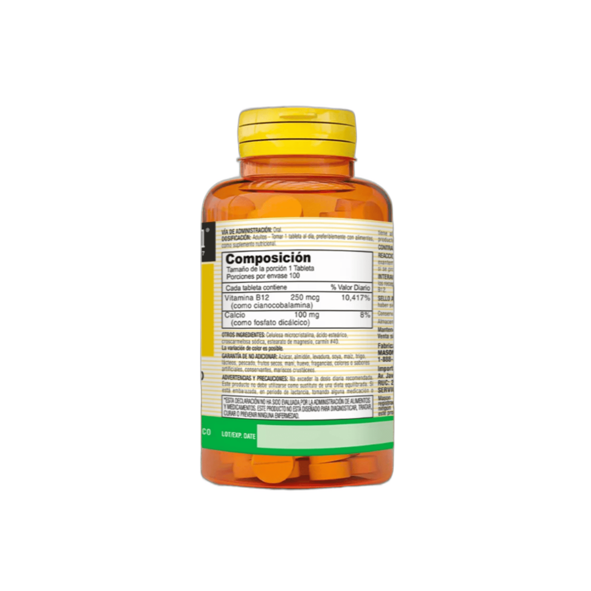 VITAMINA B-12 250 mcg (B12) - fco x 100 tab. - MASON - VENTA LIBRE - PROMOCION 4