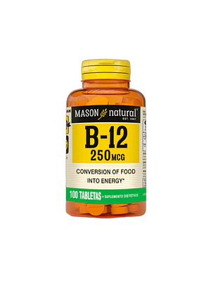 VITAMINA B-12 250 mcg (B12) - fco x 100 tab. - MASON - VENTA LIBRE - PROMOCION