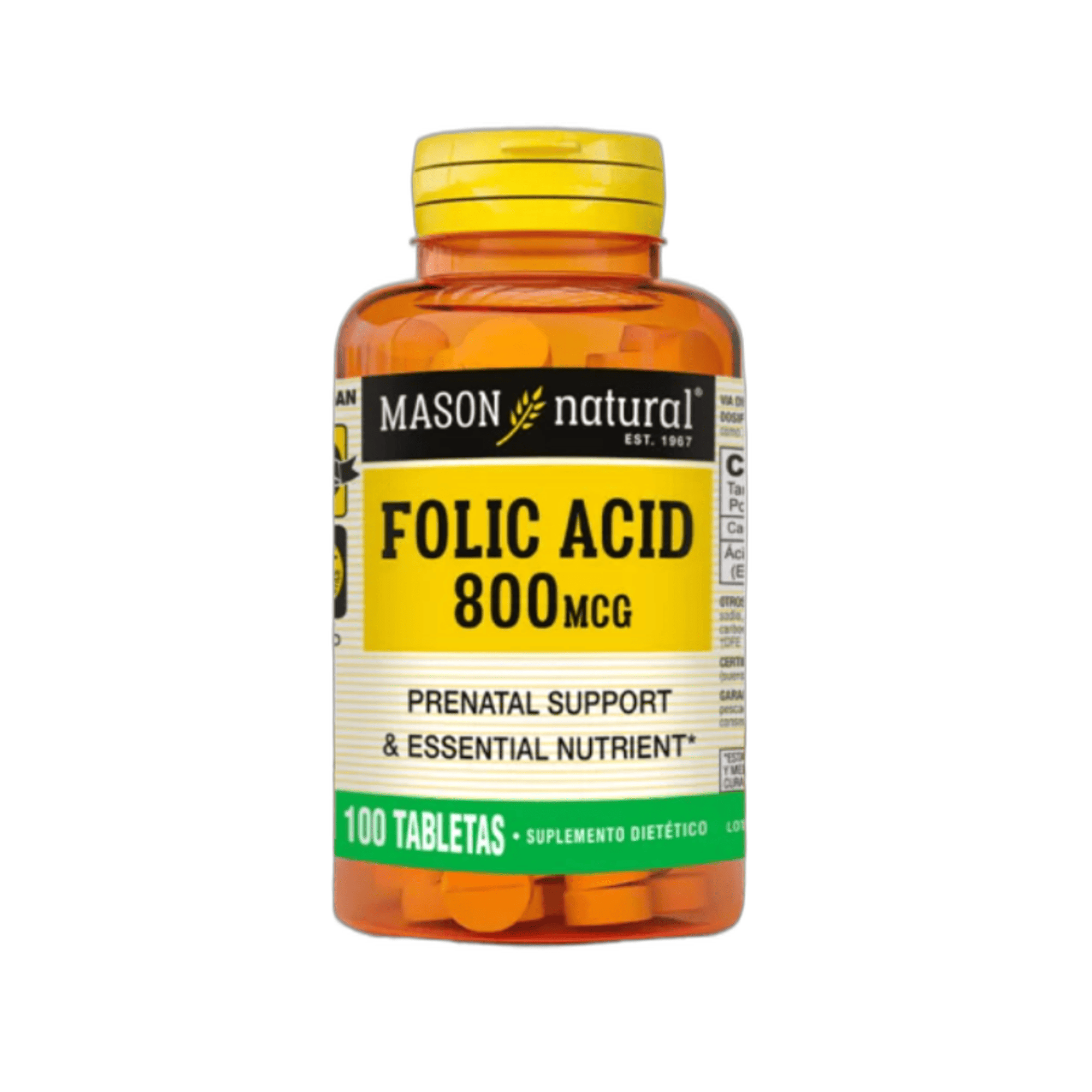 FOLIC ACID (acido fólico) 800 mcg - fco x 100 tab. - MASON - VENTA LIBRE - PROMOCION 1