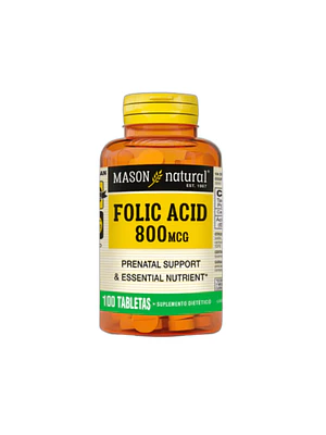 FOLIC ACID (acido fólico) 800 mcg - fco x 100 tab. - MASON - VENTA LIBRE - PROMOCION