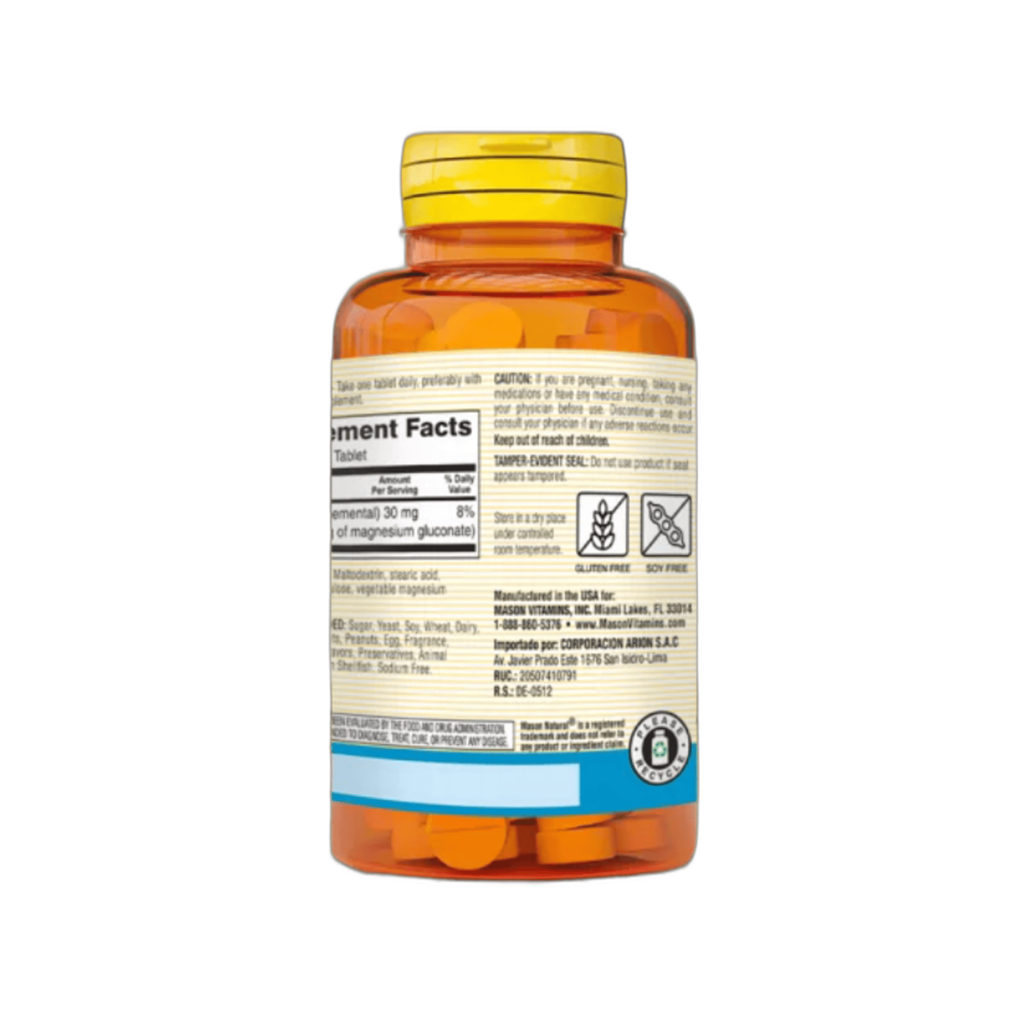 MAGNESIO GLUCONATO 550 mg - fco x 100 tab. - MASON - VENTA LIBRE - PROMOCION 4