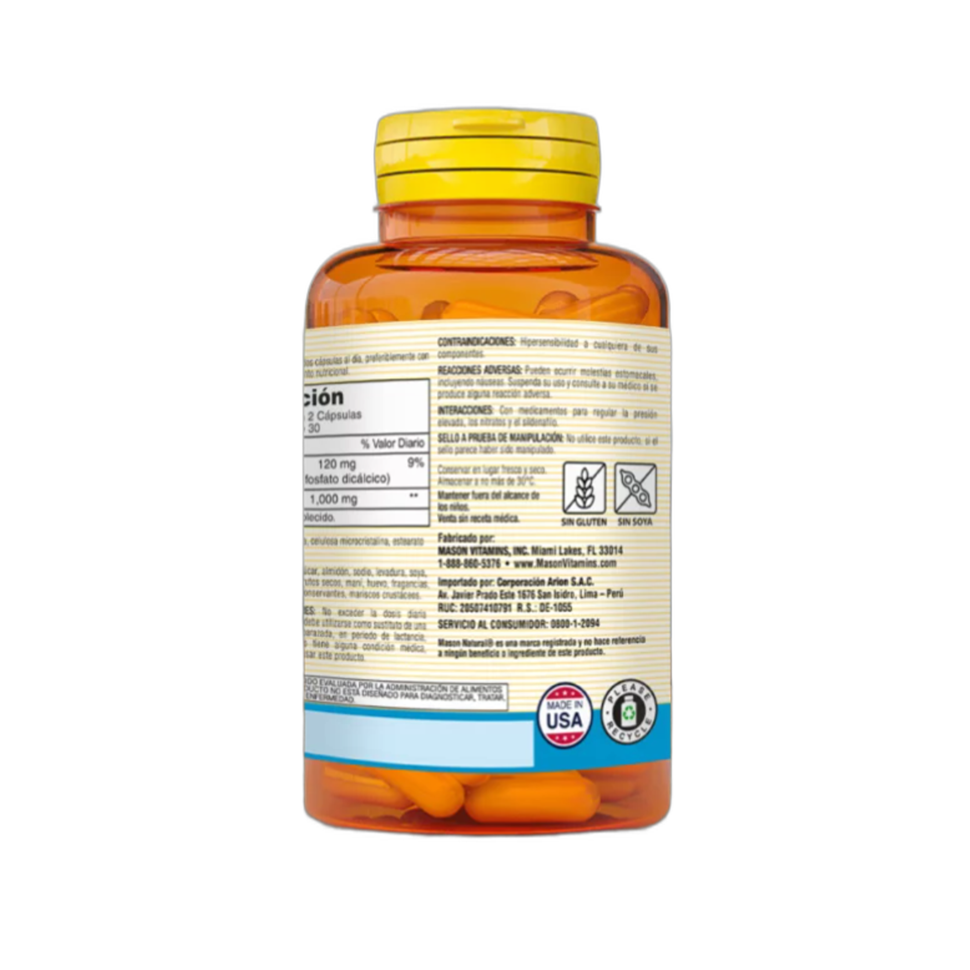 L-ARGININE 500 mg - fco x 60 cap. - MASON - VENTA LIBRE - PROMOCION 3