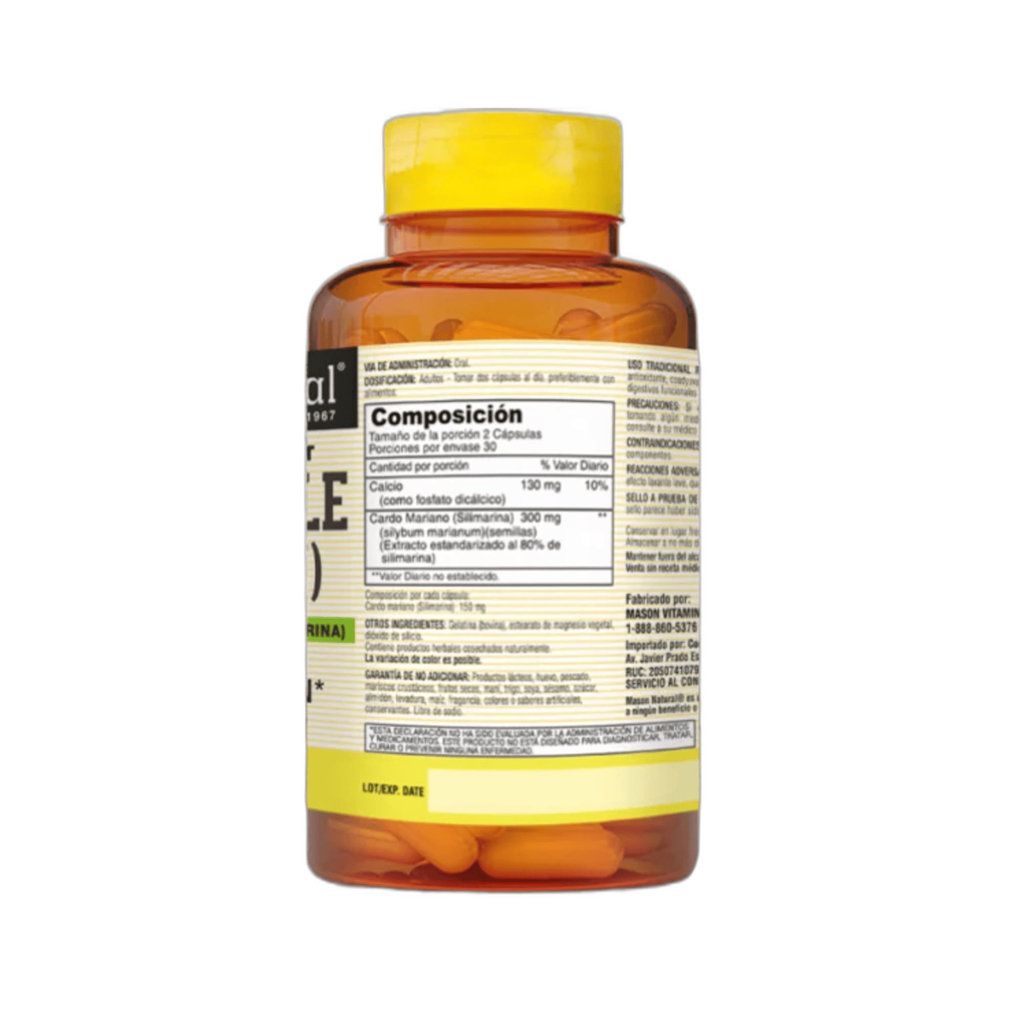 MILK THISTLE (silymarin) - Fco x 60 cap. - MASON - VENTA LIBRE - PROMOCION 2