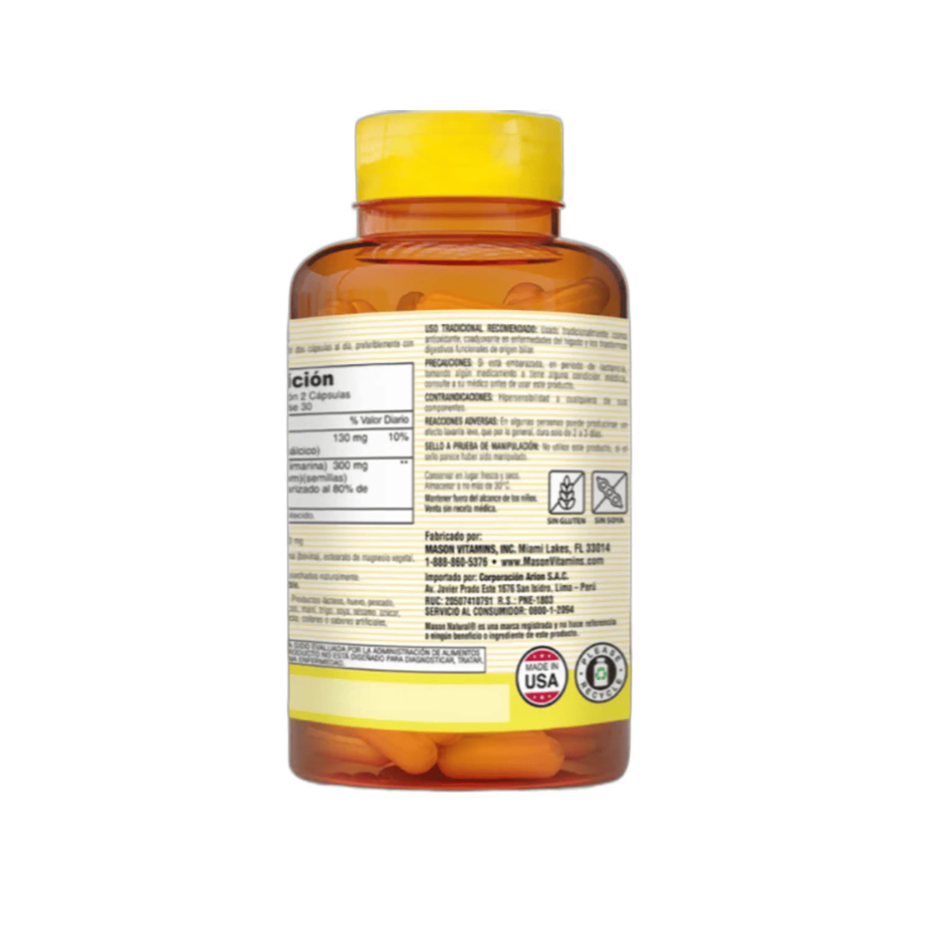 MILK THISTLE (silymarin) - Fco x 60 cap. - MASON - VENTA LIBRE - PROMOCION 3