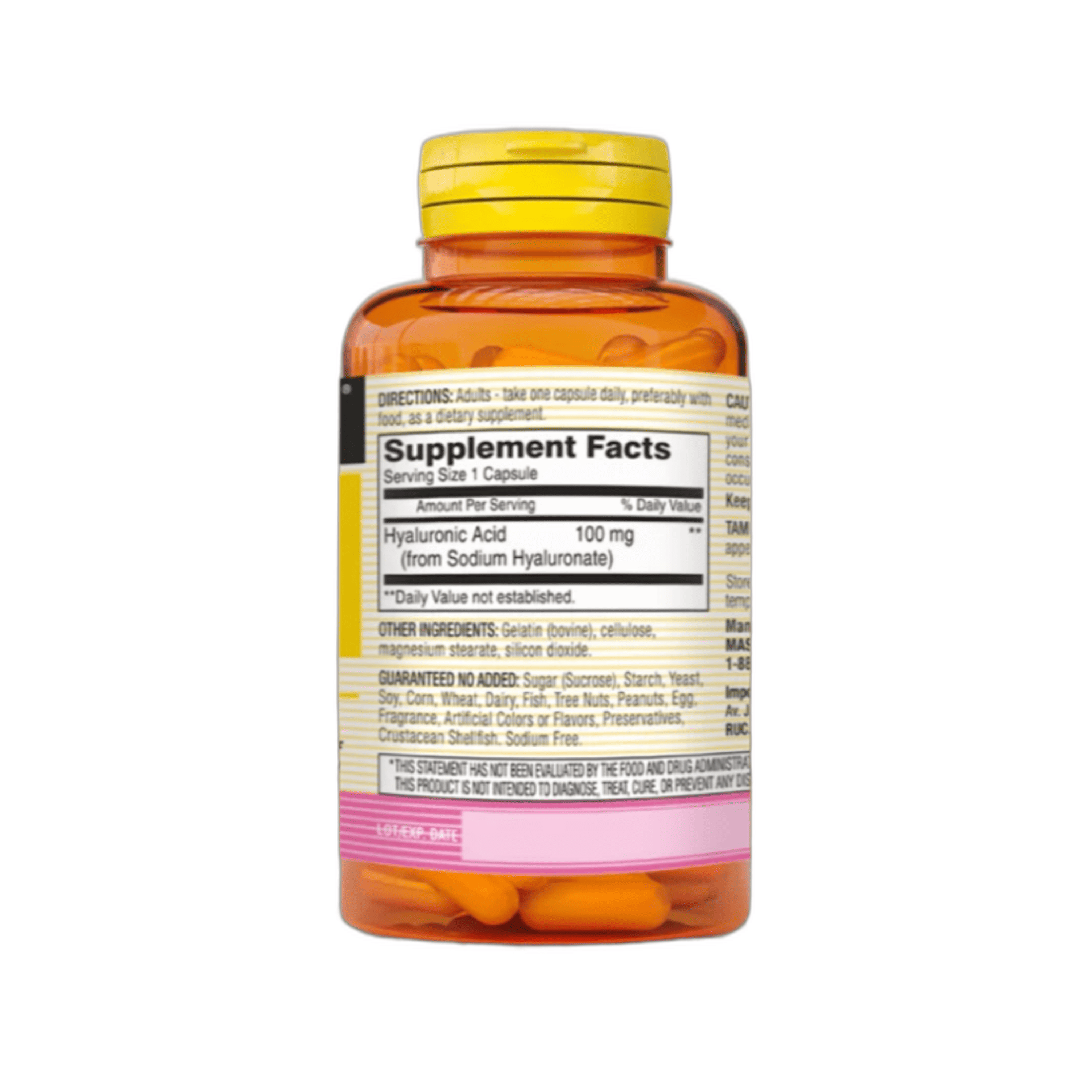 HYALURÓNICO ACID (acido hialuronico) 100 mg - fco x 30 cap. - MASON - VENTA LIBRE - PROMOCION 4