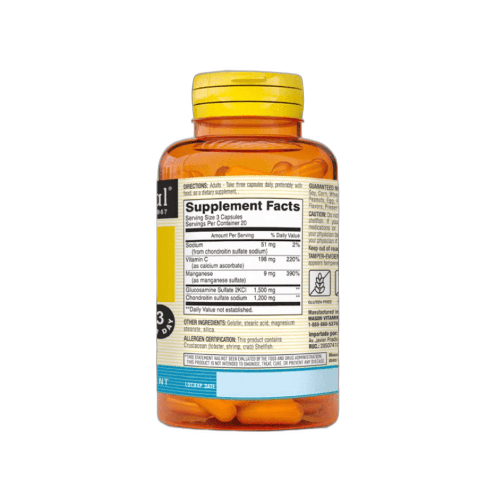 GLUCOSAMINE CHONDROITIN 1500/1200 con DOBLE IMPACTO - fco x 60 cap. - MASON - VENTA LIBRE - PROMOCION 3