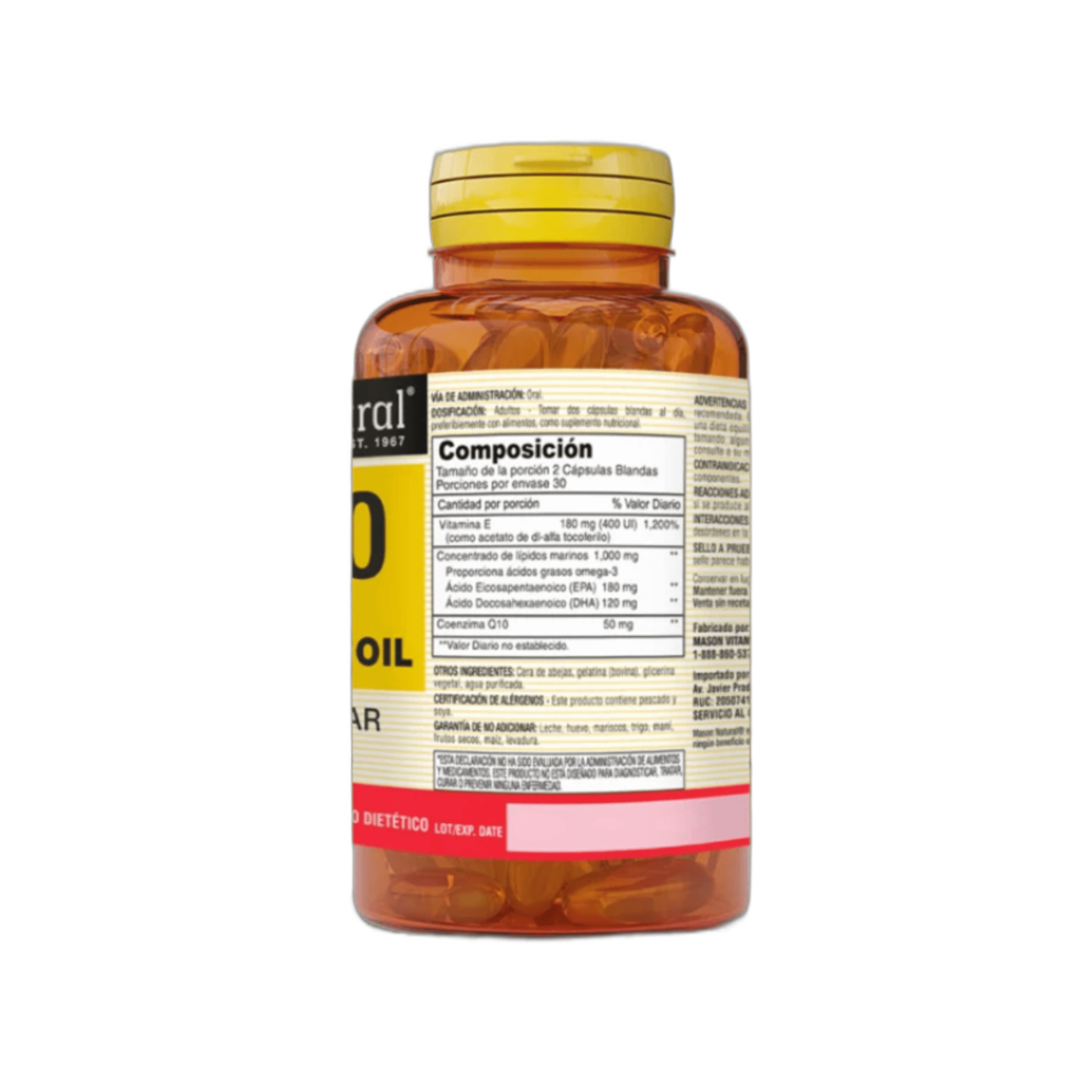 COQ10 vitamina E & omega 3 FISH OIL - fco x 60 softgel - MASON - VENTA LIBRE - PROMOCION 3