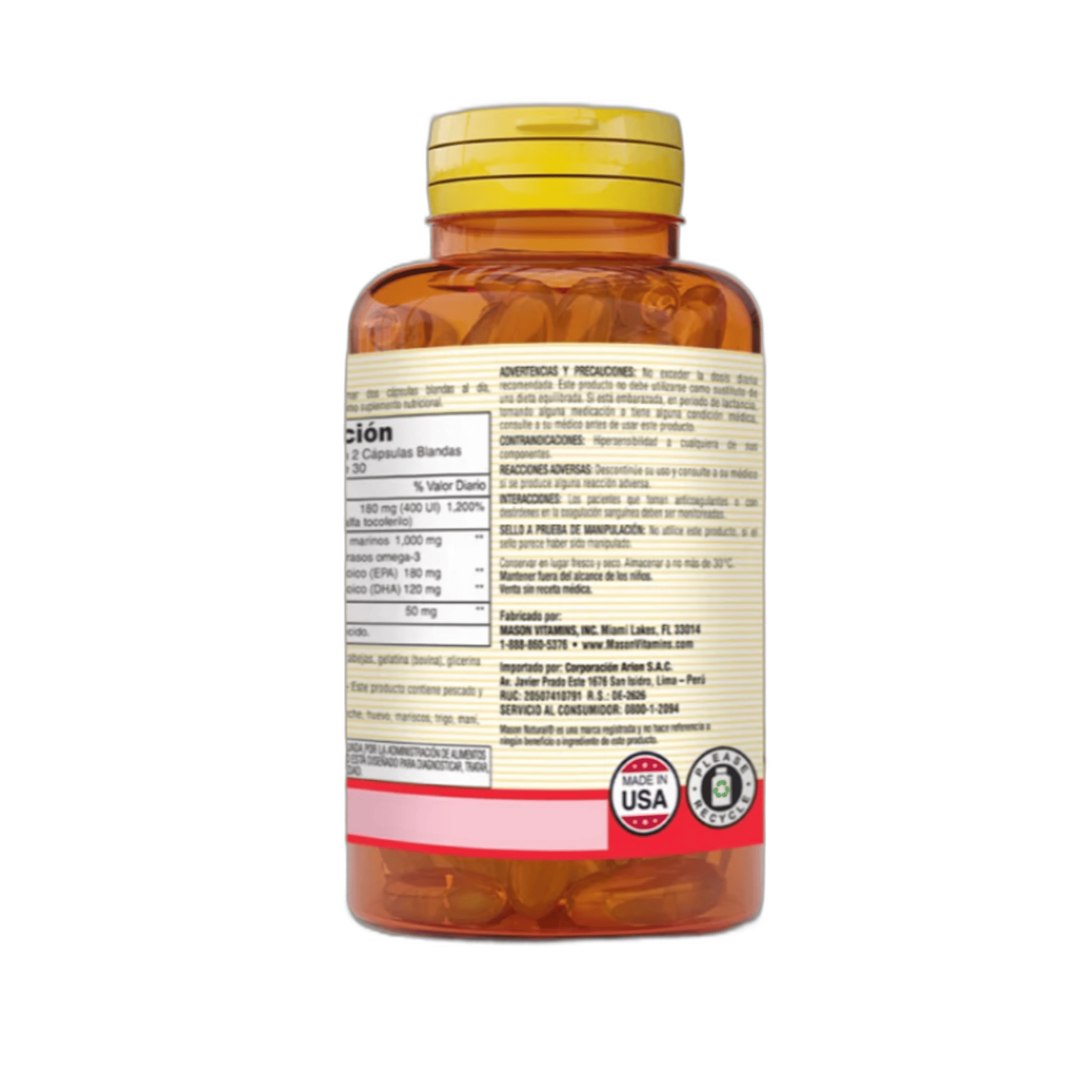 COQ10 vitamina E & omega 3 FISH OIL - fco x 60 softgel - MASON - VENTA LIBRE - PROMOCION 4