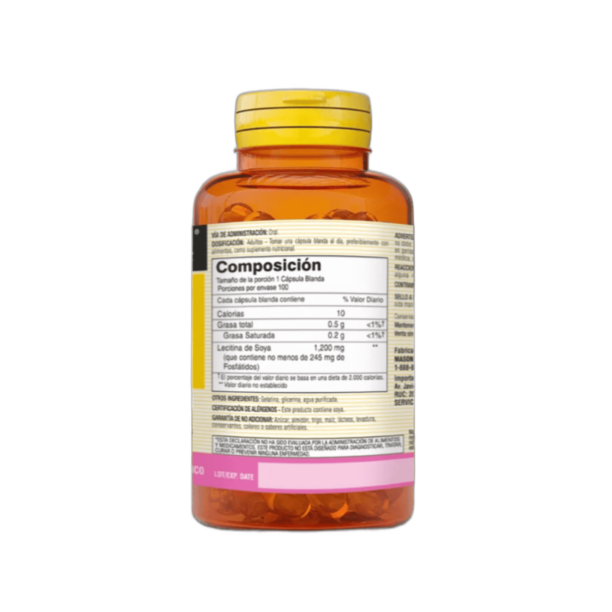 LECITINA DE SOYA 1200 mg - fco x 100 softgel - MASON - VENTA LIBRE - PROMOCION 4