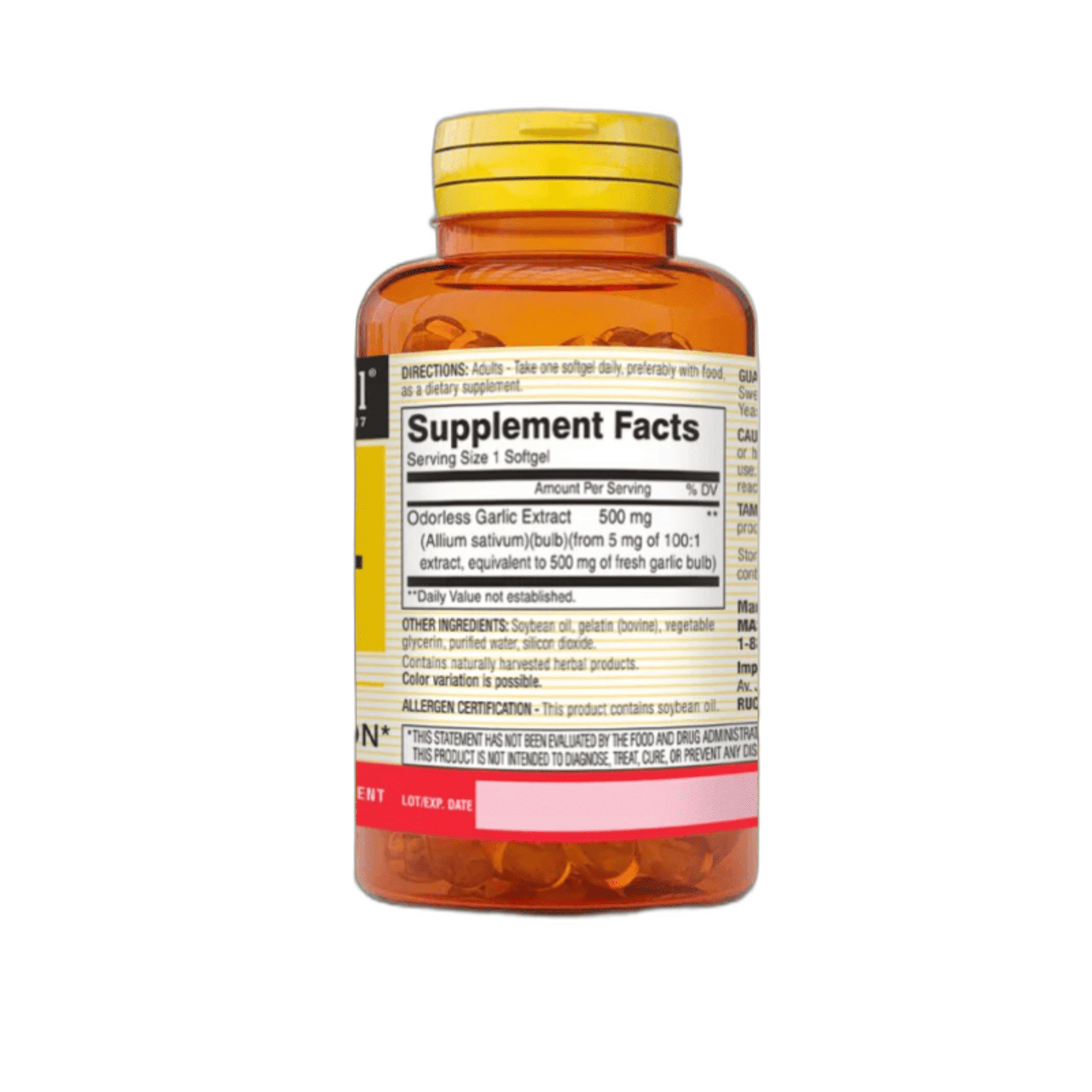 GARLIC OIL (aceite de ajo) 500 mg - fco x 100 softgel - MASON - VENTA LIBRE - PROMOCION 3