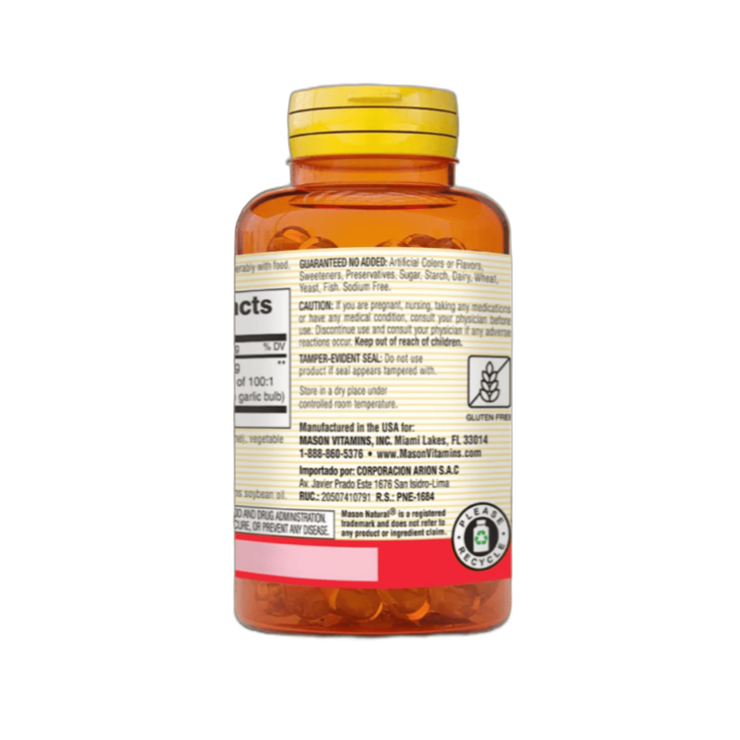 GARLIC OIL (aceite de ajo) 500 mg - fco x 100 softgel - MASON - VENTA LIBRE - PROMOCION 4