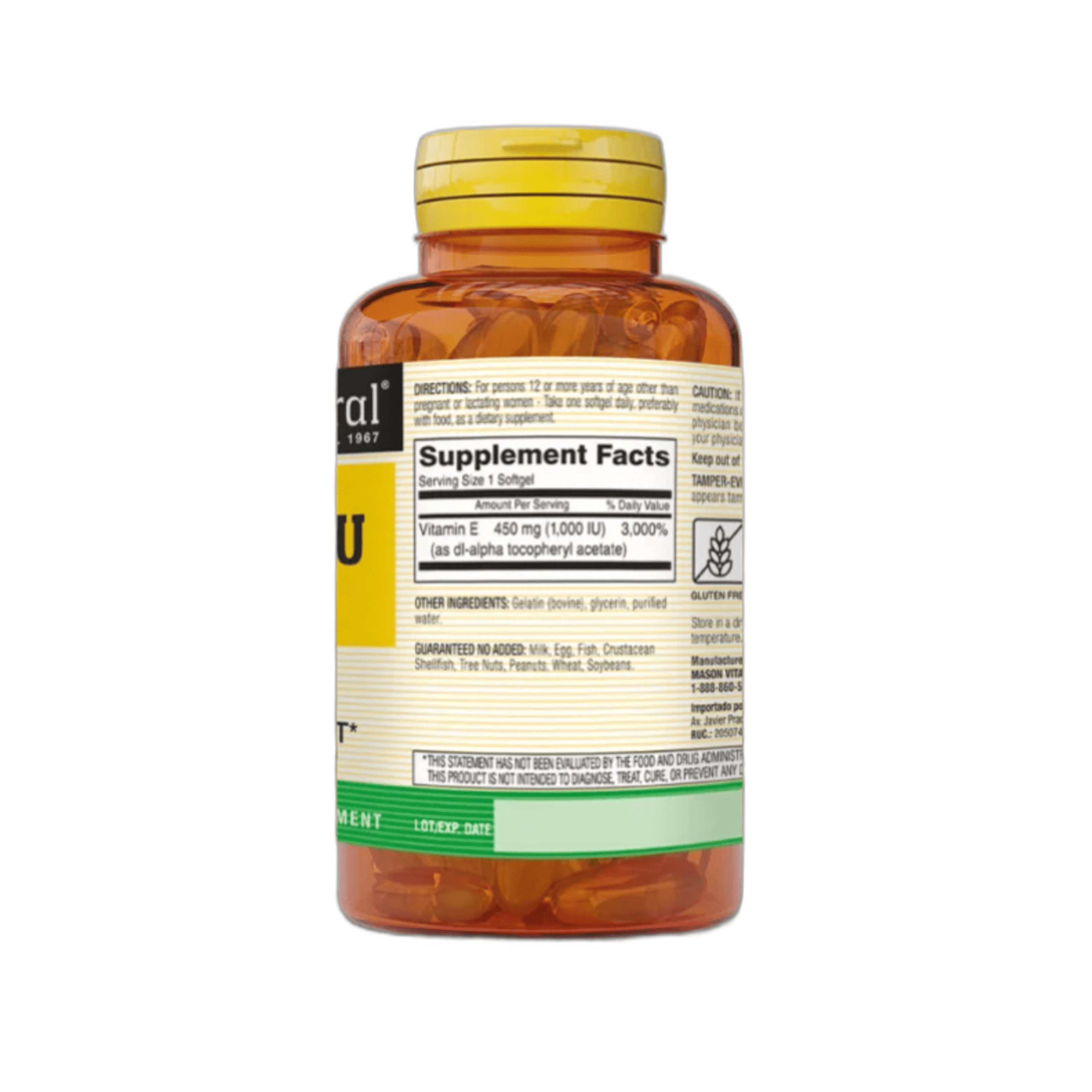 VITAMINA E 1000 UI  450 mg - fco x 50 softgel. - MASON - VENTA LIBRE - PROMOCION 3