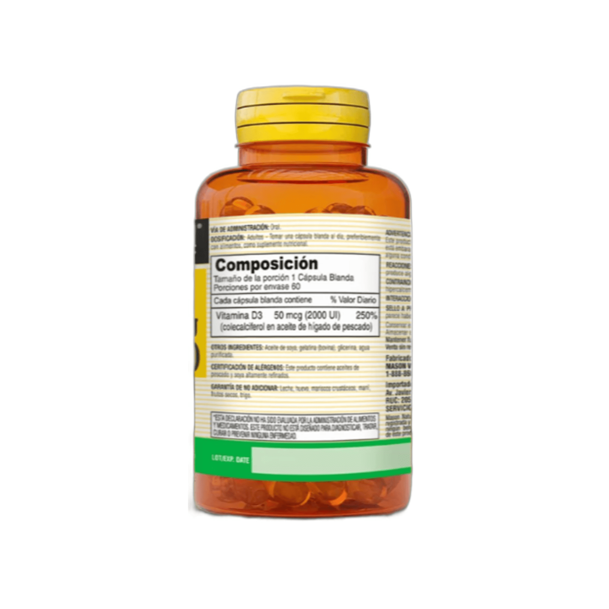 VITAMINA D3 2000 UI * 50mcg - fco x 60 softgel. - MASON - VENTA LIBRE - PROMOCION 3
